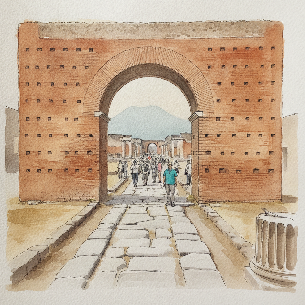 Arch at Pompeii — Arch of Caligula at the Forum end example 1