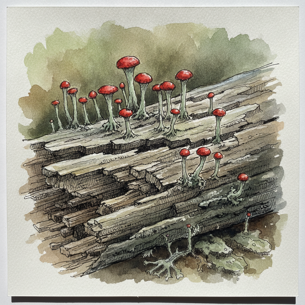 British soldiers (Cladonia cristatella) example 1