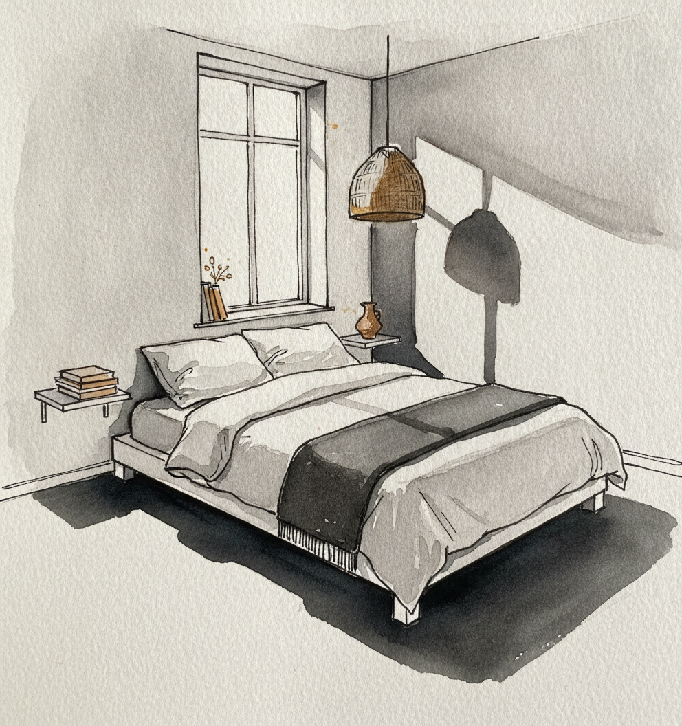 Scandinavian neutral bedroom example 2