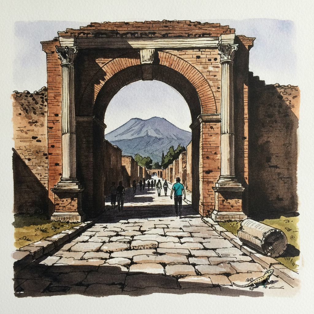 Arch at Pompeii — Arch of Caligula at the Forum end example 2