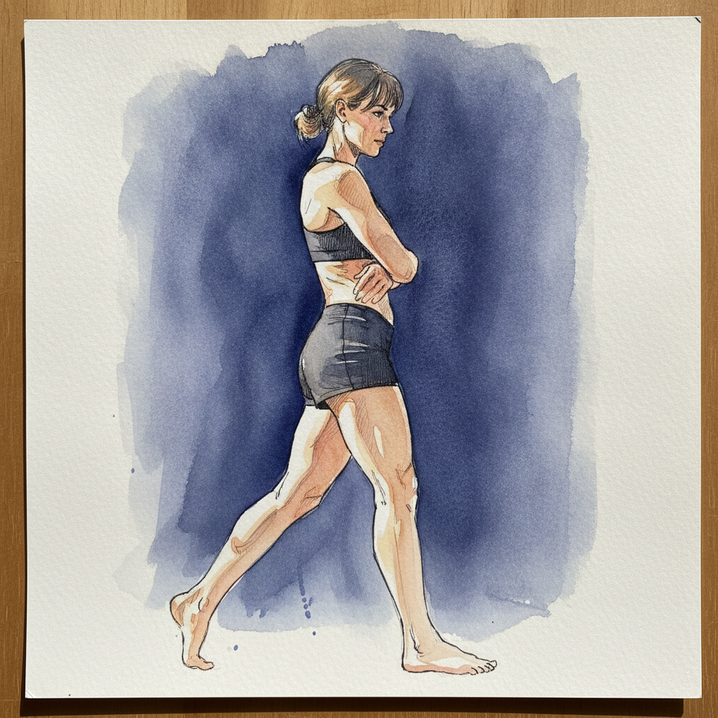 Walking, full torsion glance back example 2