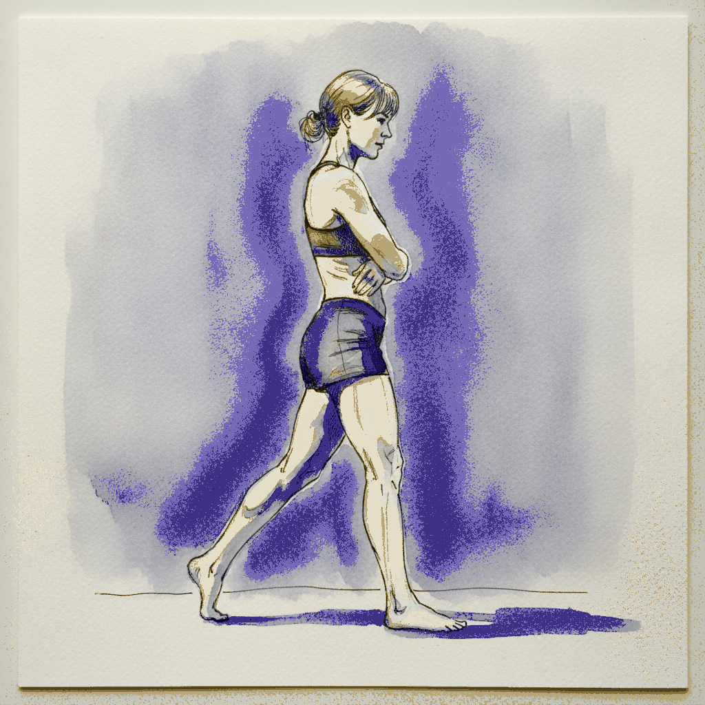 Walking, full torsion glance back example 3