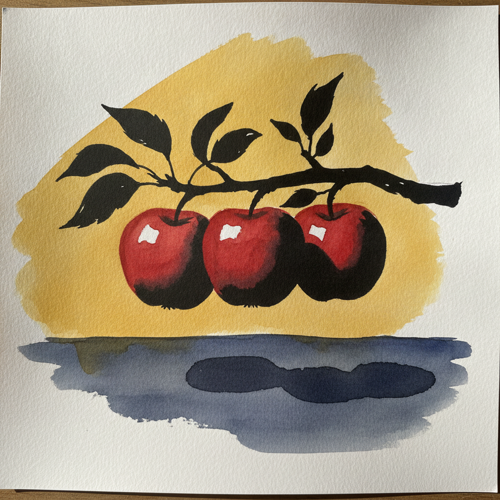 Apple branch with red fruit and leaves example 3