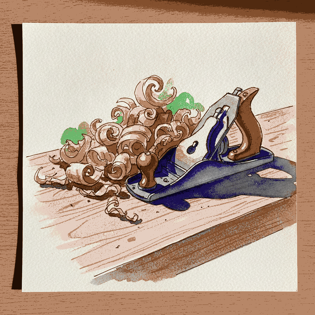 Curled pine shavings in a heap example 3