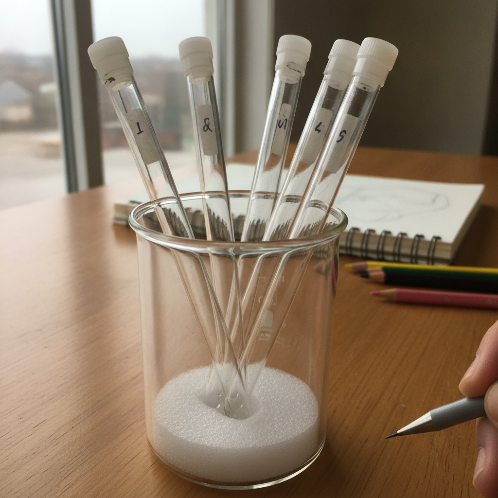 NMR tubes in beaker AI-generated photoreal reference