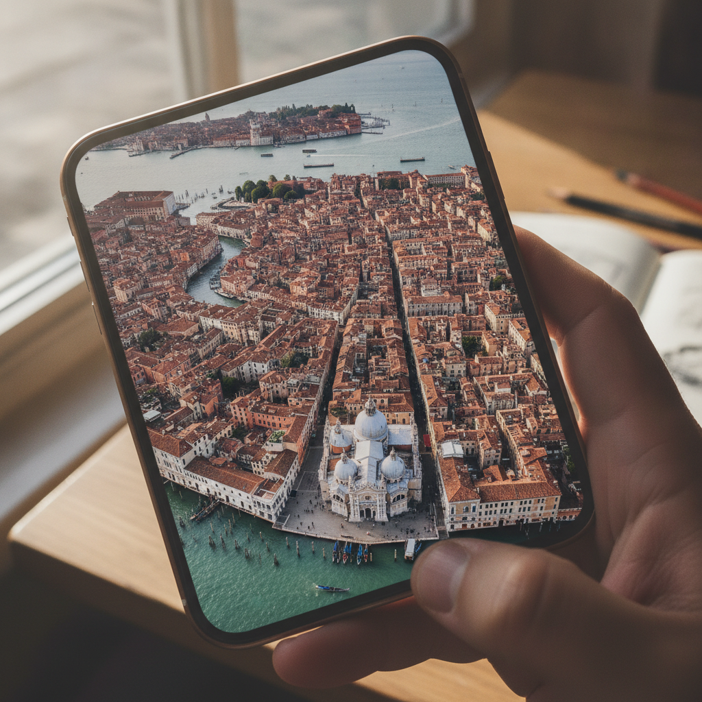 Venice from a Drone Above San Marco AI-generated photoreal reference