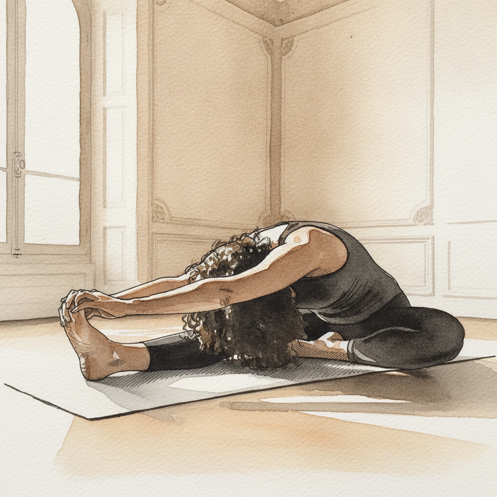 Janu Sirsasana, Folded Over Left Leg example 1