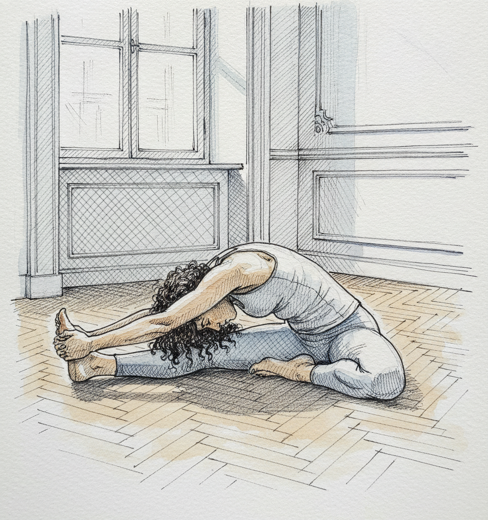 Janu Sirsasana, Folded Over Left Leg example 2