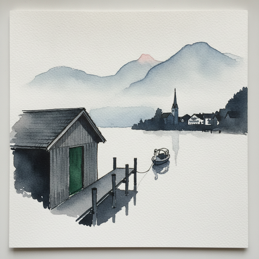 Hallstatt morning mist, Austria example 2