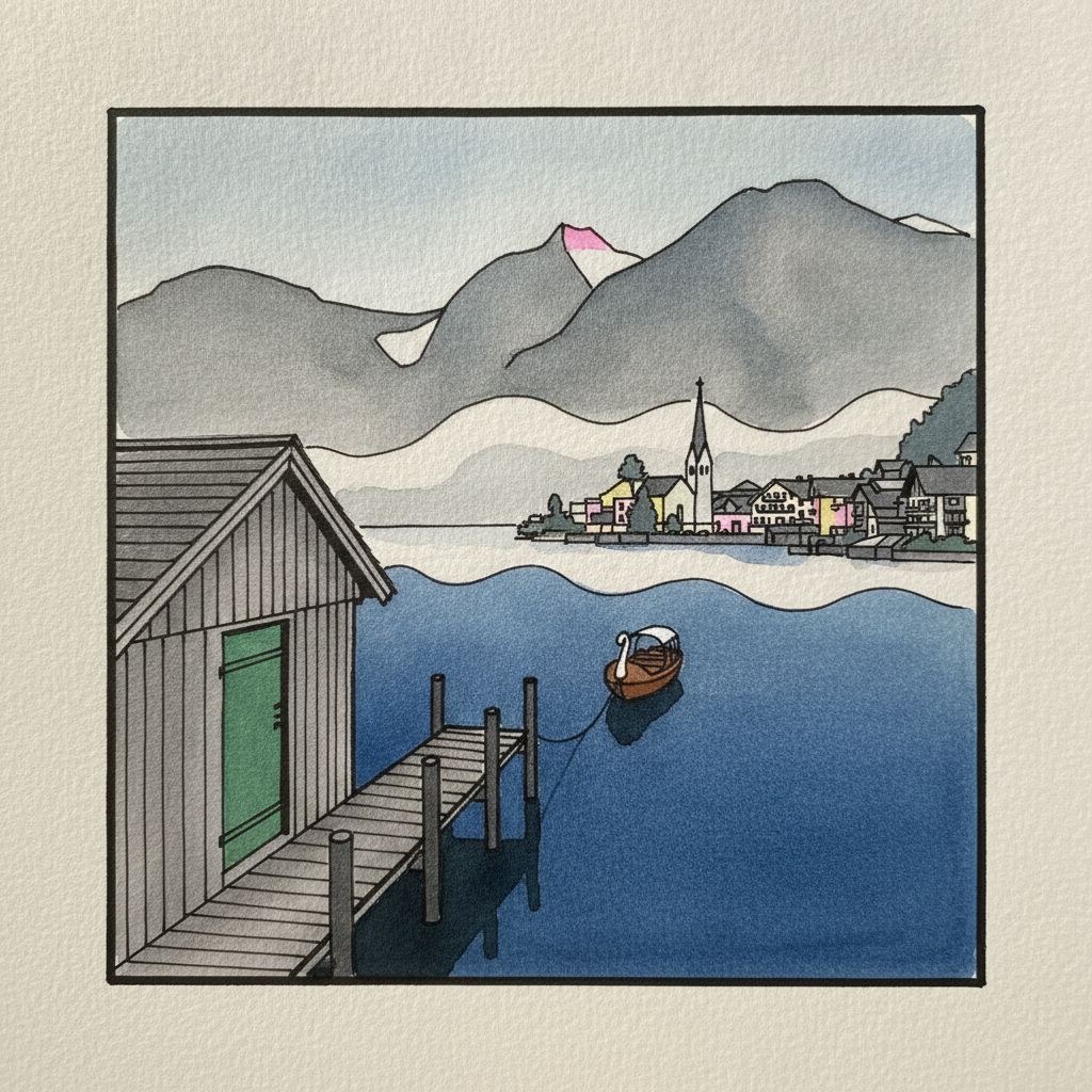 Hallstatt morning mist, Austria example 3