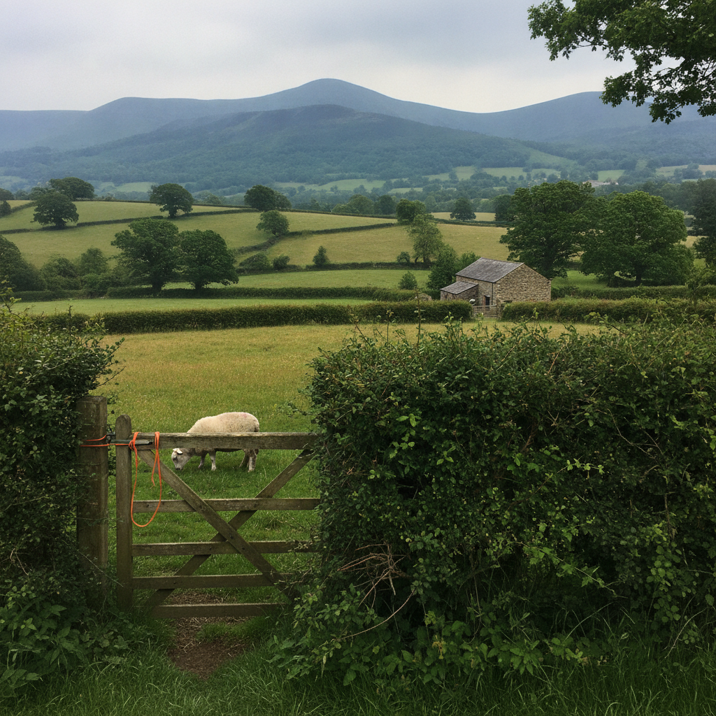 Welsh Marches Hills near Hay-on-Wye, Wales AI-generated photoreal reference