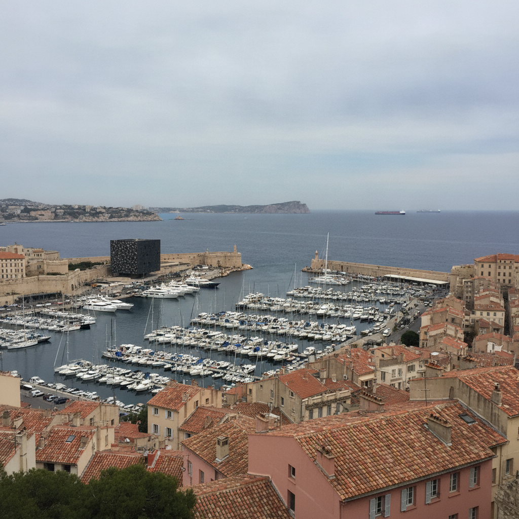 Marseille from the Notre-Dame de la Garde Hill AI-generated photoreal reference