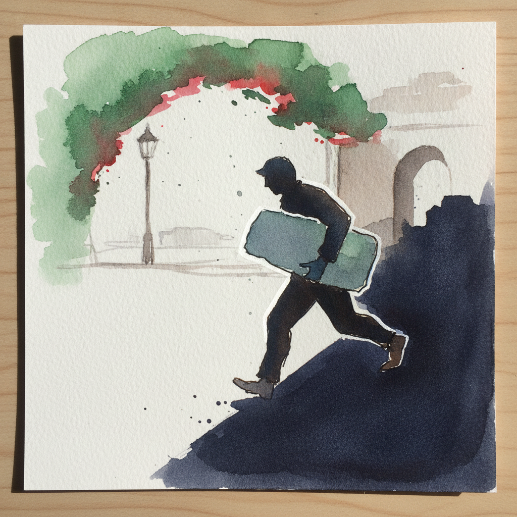 Mid-Stride, Carrying Object in One Hand example 1