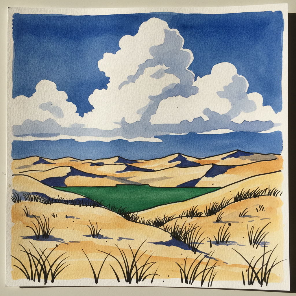 Midday with cumulus over nodding grass — Sandhills July example 1