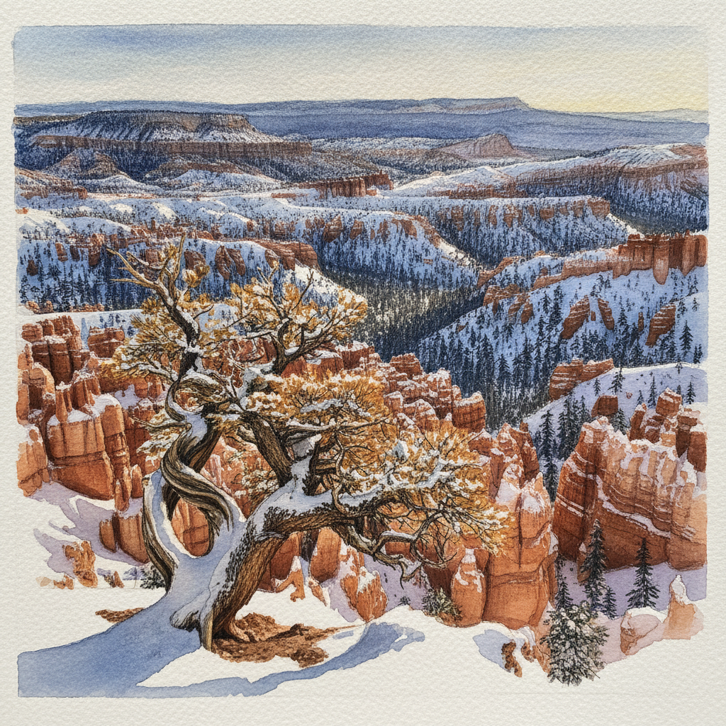 Bryce Canyon Inspiration Point sunset, Utah, USA example 2