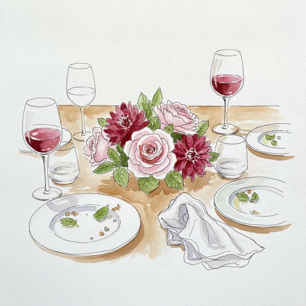 Dining table, mid-conversation example 2