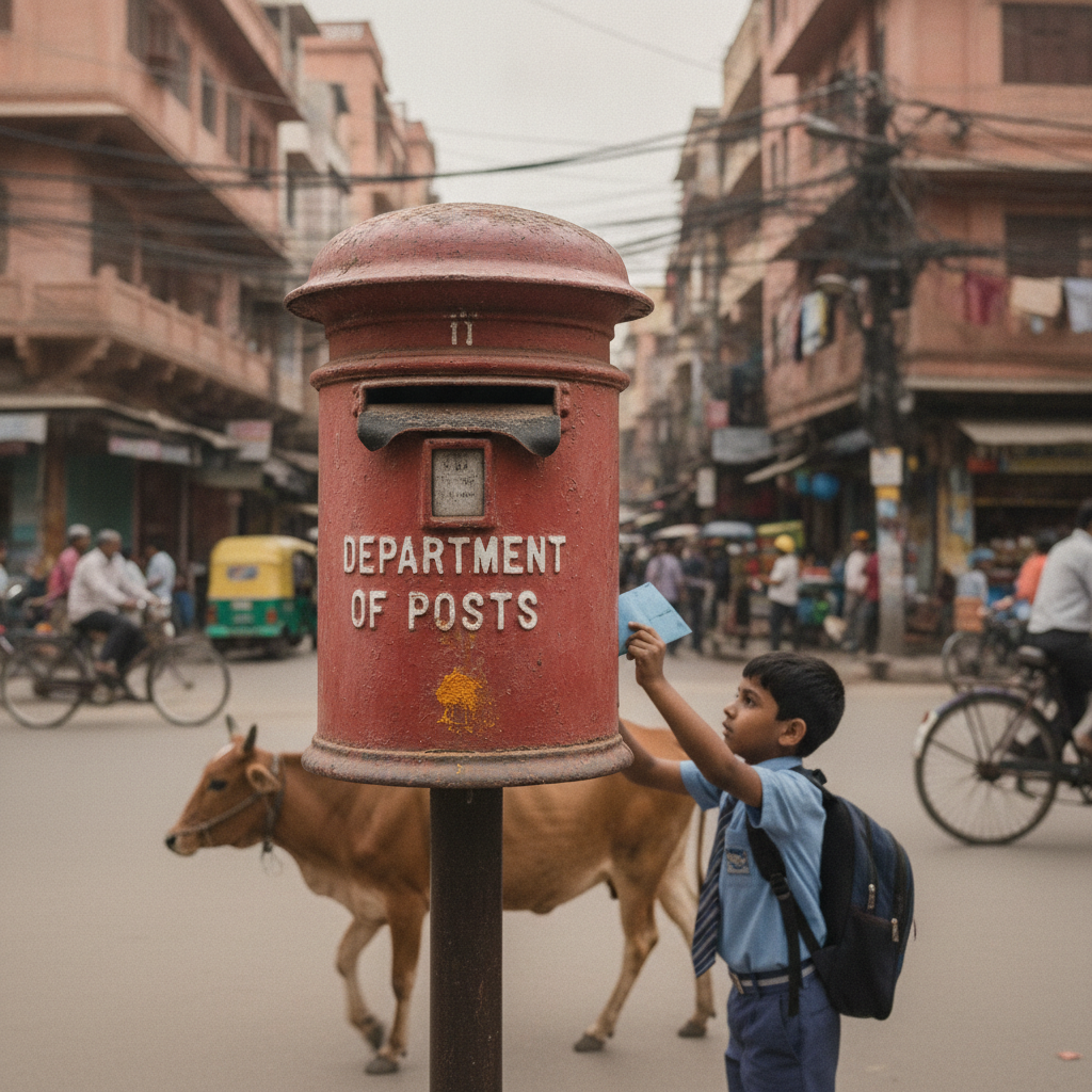 Indian Red Box at a Jaipur Streetside AI-generated photoreal reference