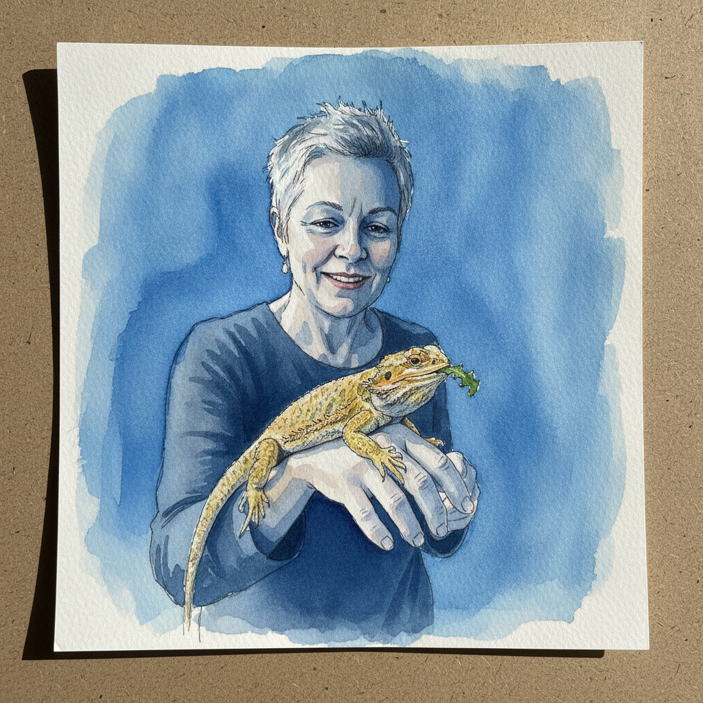 Person with lizard on hand example 1