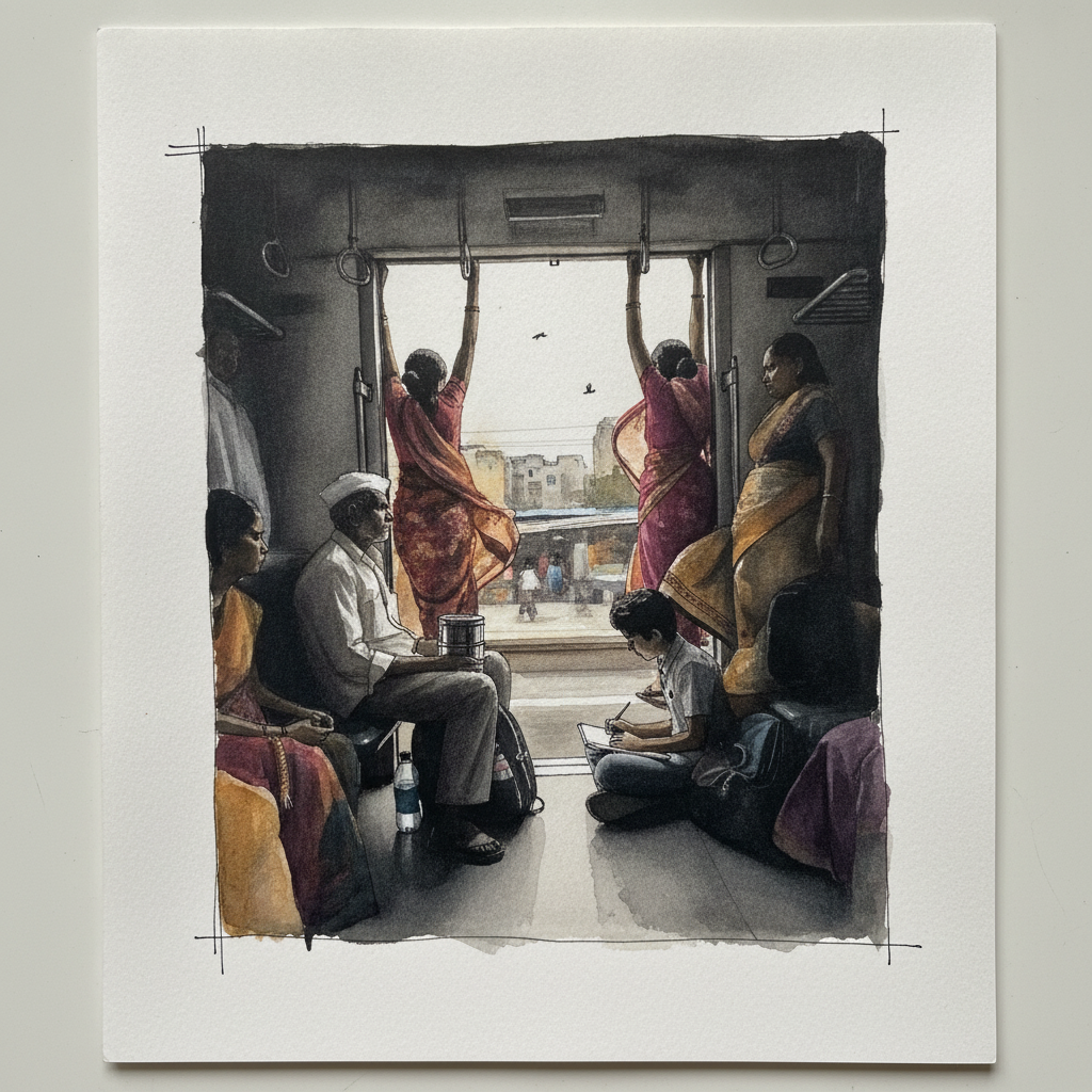 Mumbai local train doorway example 2