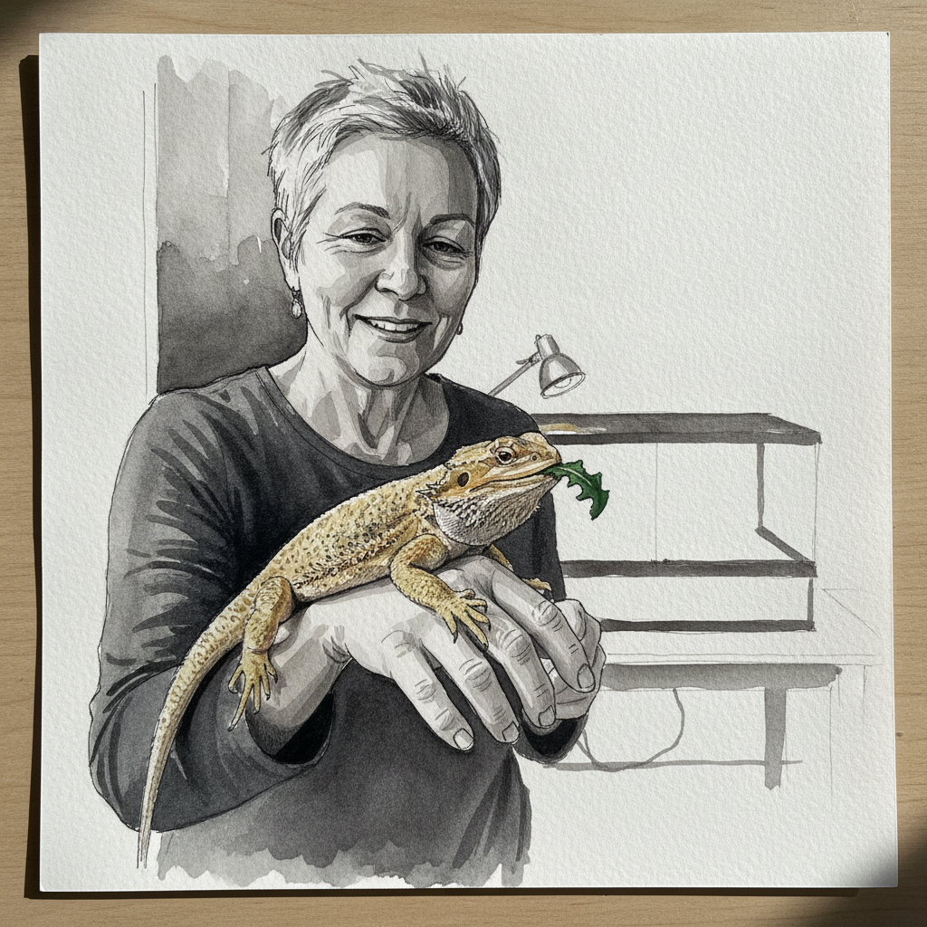 Person with lizard on hand example 2