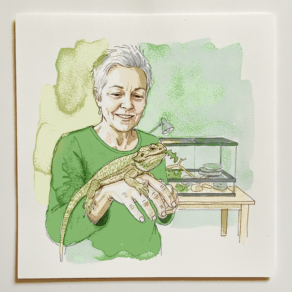 Person with lizard on hand example 3