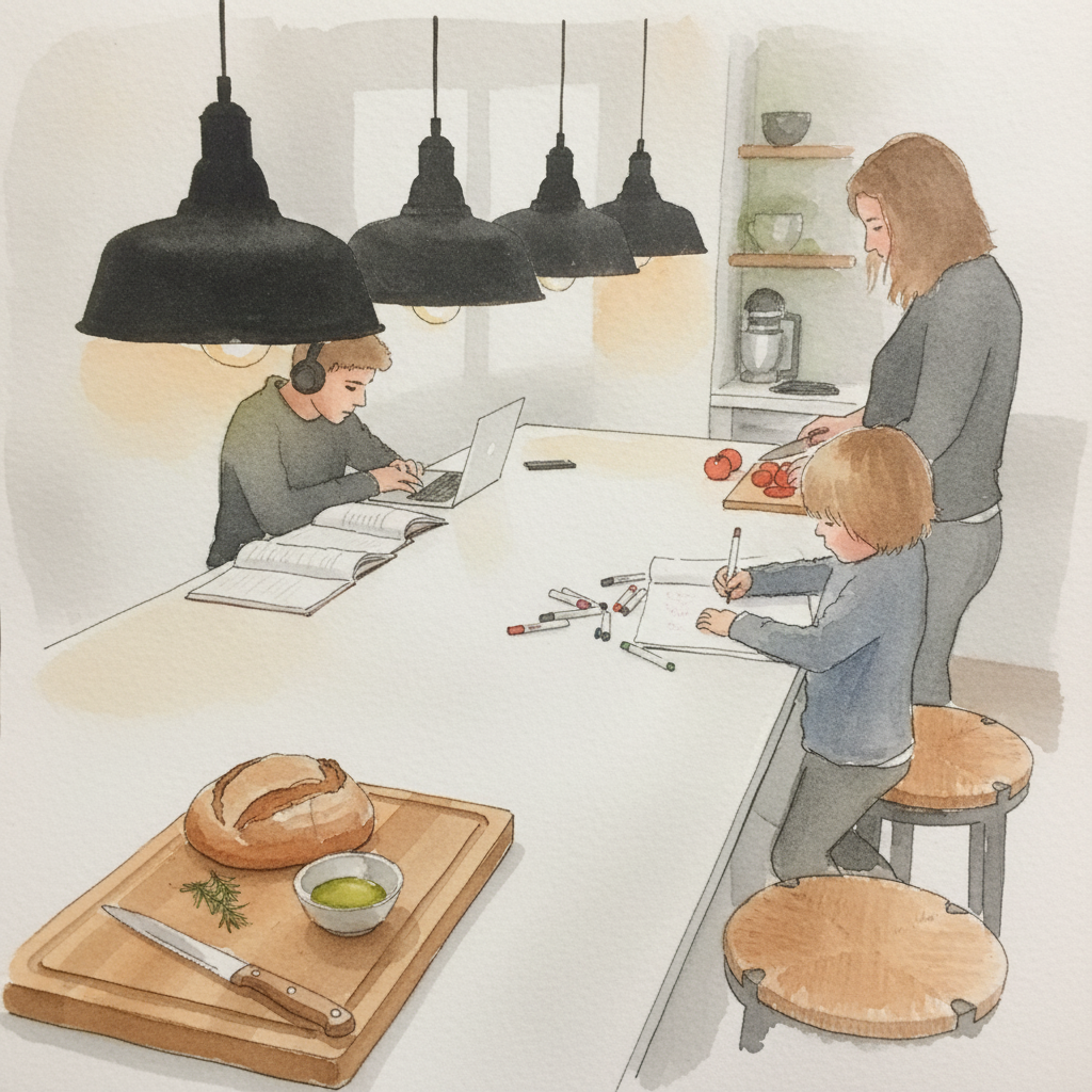 Pendant light over island example 2