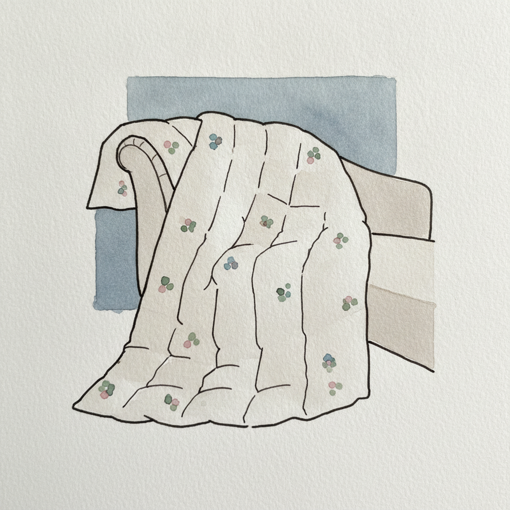 Quilted bedspread over a chaise lounge example 3