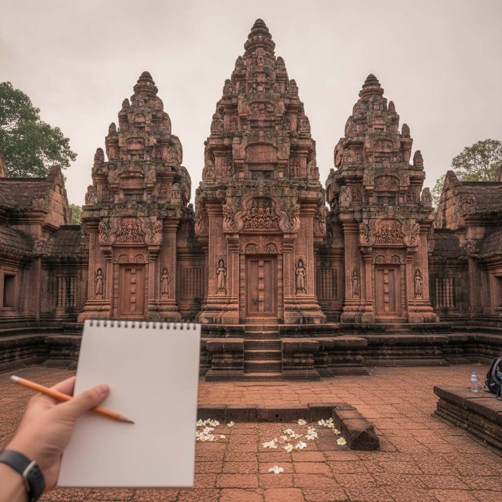 Banteay Srei, Siem Reap Province, Cambodia AI-generated photoreal reference