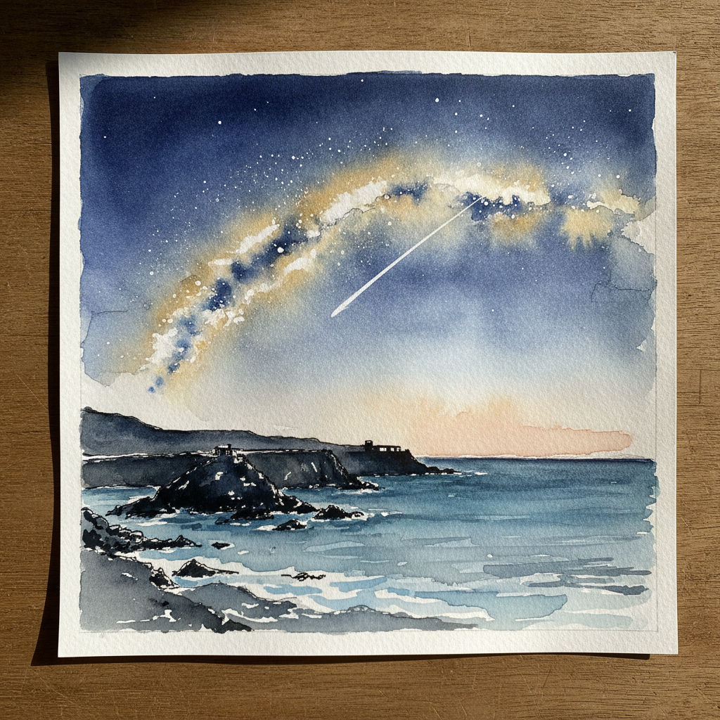Sark Channel Island coast with Milky Way, Sark Dark Sky Island, UK example 1
