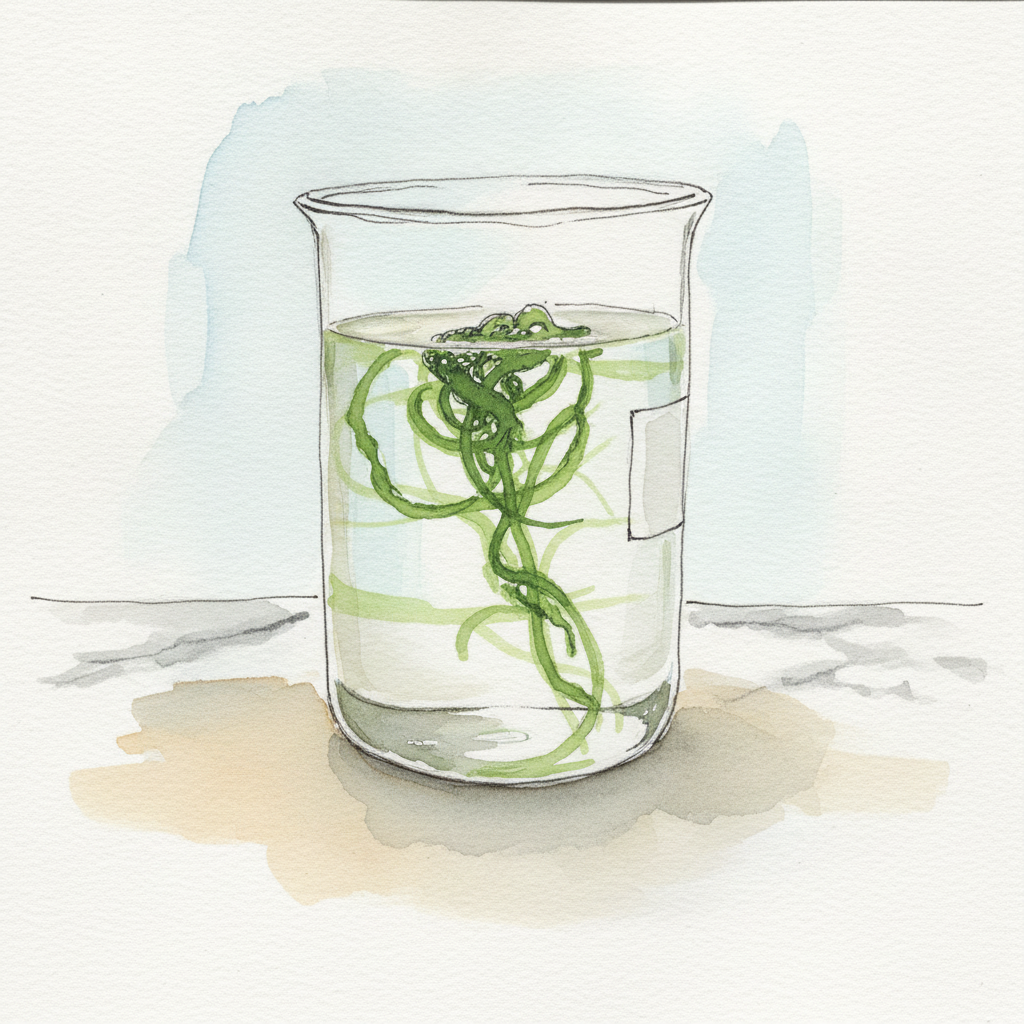 Flat-Bottomed Beaker with Floating Algae example 1