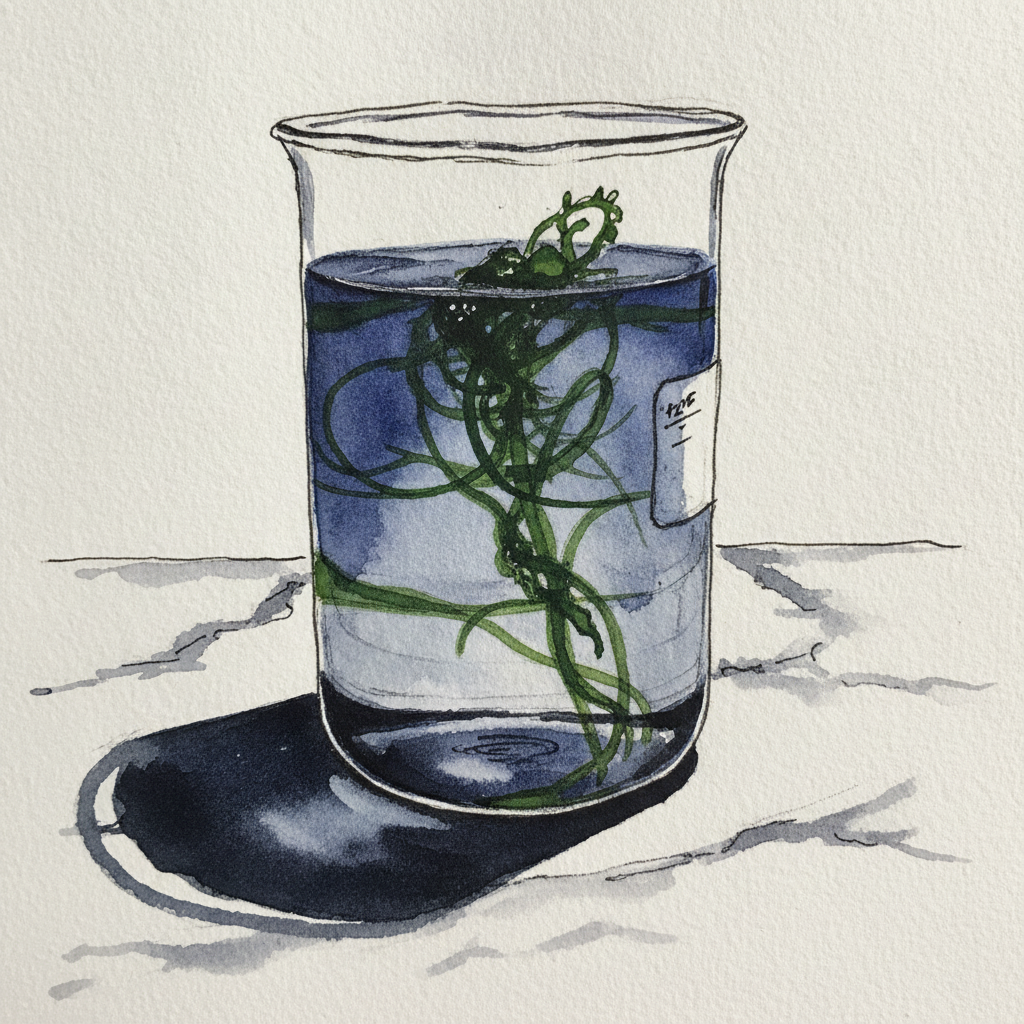 Flat-Bottomed Beaker with Floating Algae example 2