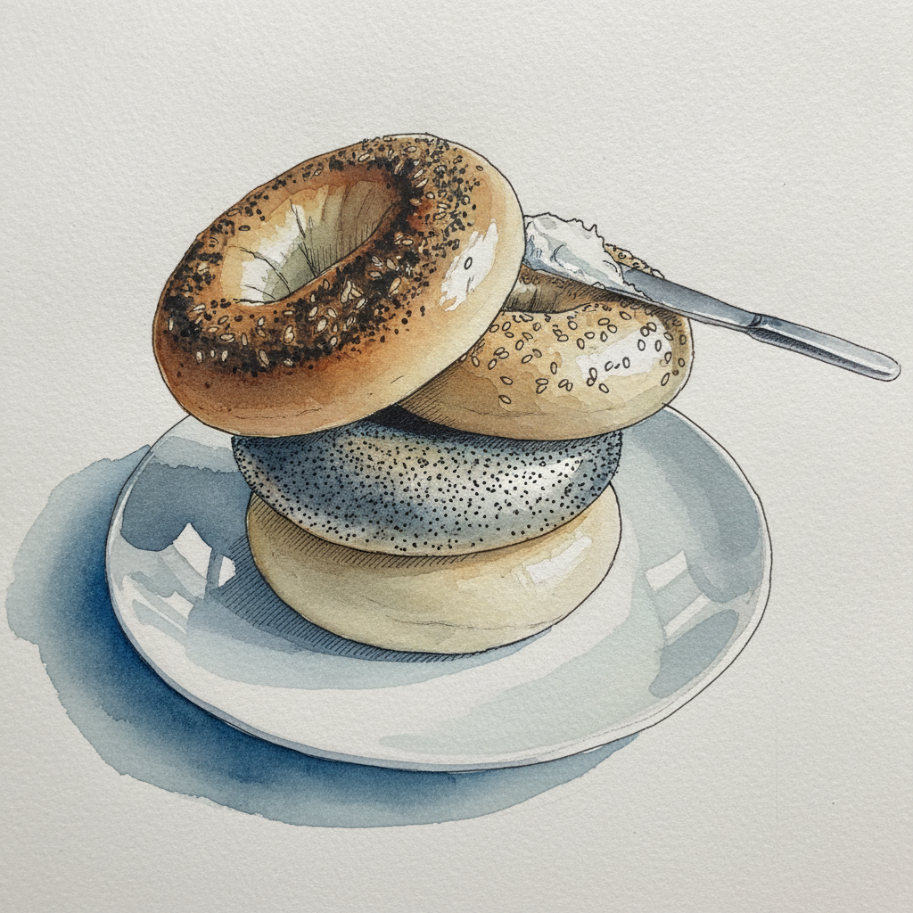 Bagels stacked four high example 2