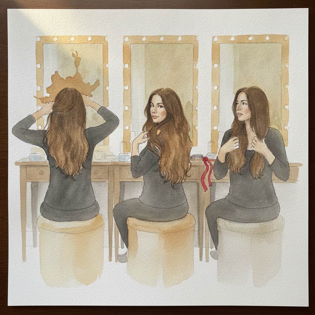 Brushing hair three vanity poses example 2