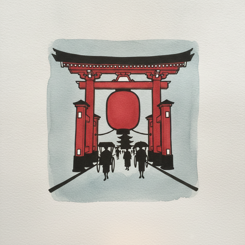 Tokyo Asakusa Senso-ji Approach in Rain example 3
