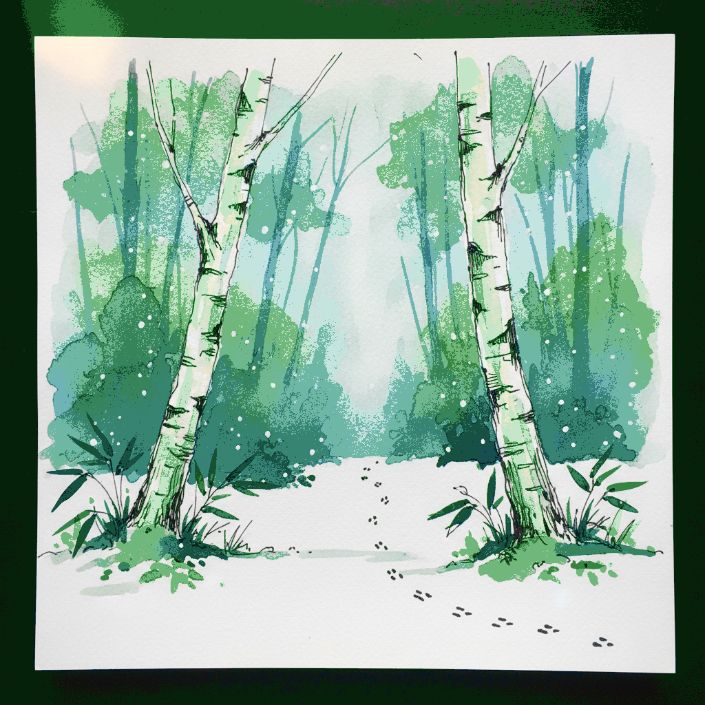 Hokkaido Birch with Snowfall example 3