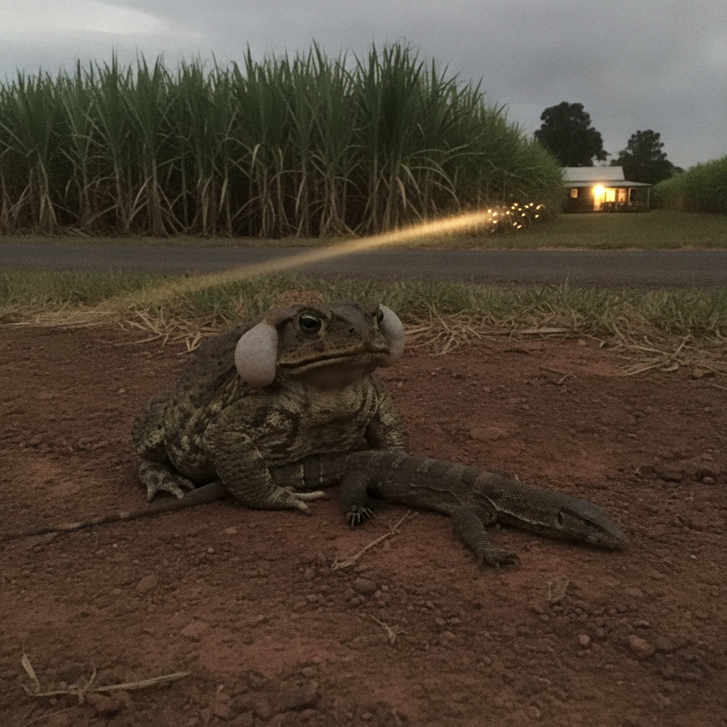 Cane toad AI-generated photoreal reference
