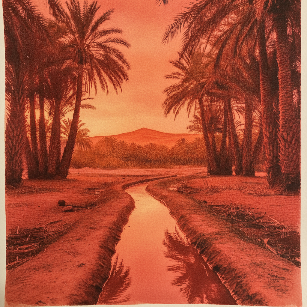 Sunset reds on Tafilalt grove example 1