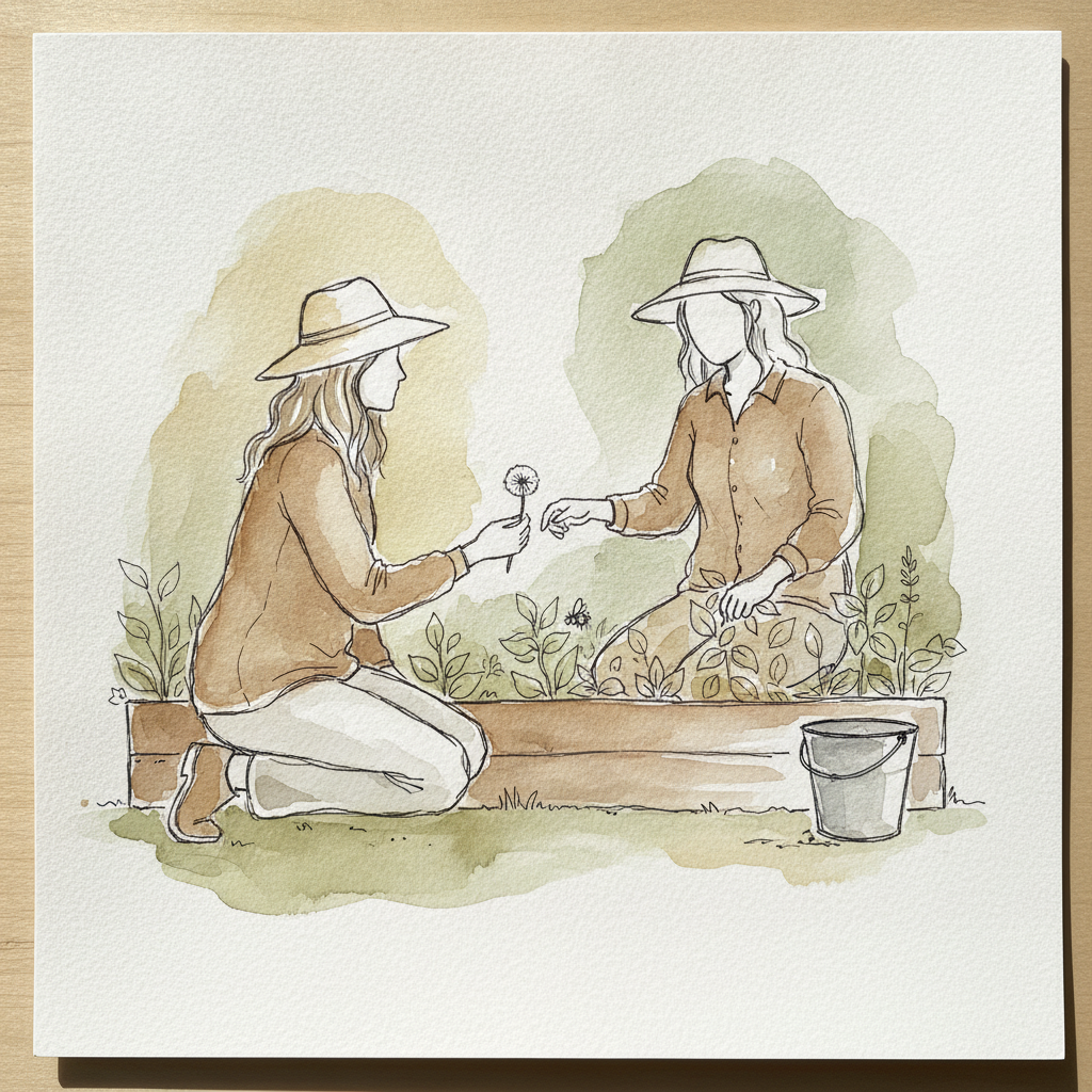 Couple silent gardening example 1