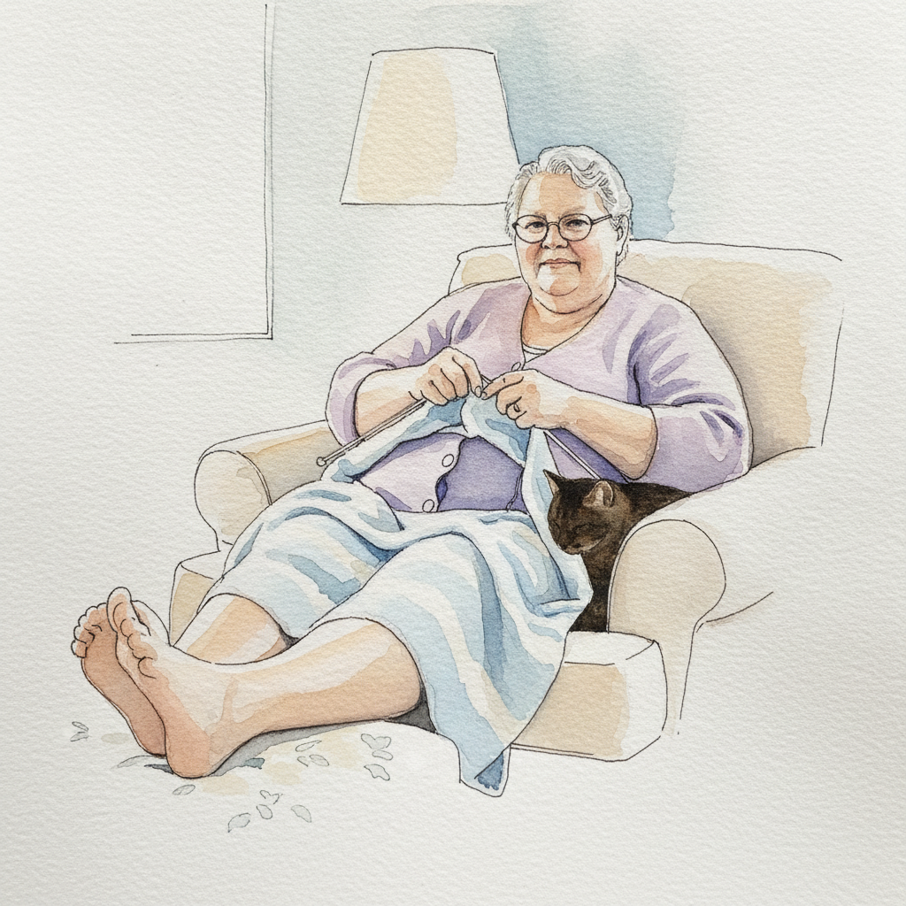 Plus-size grandmother knitting example 1