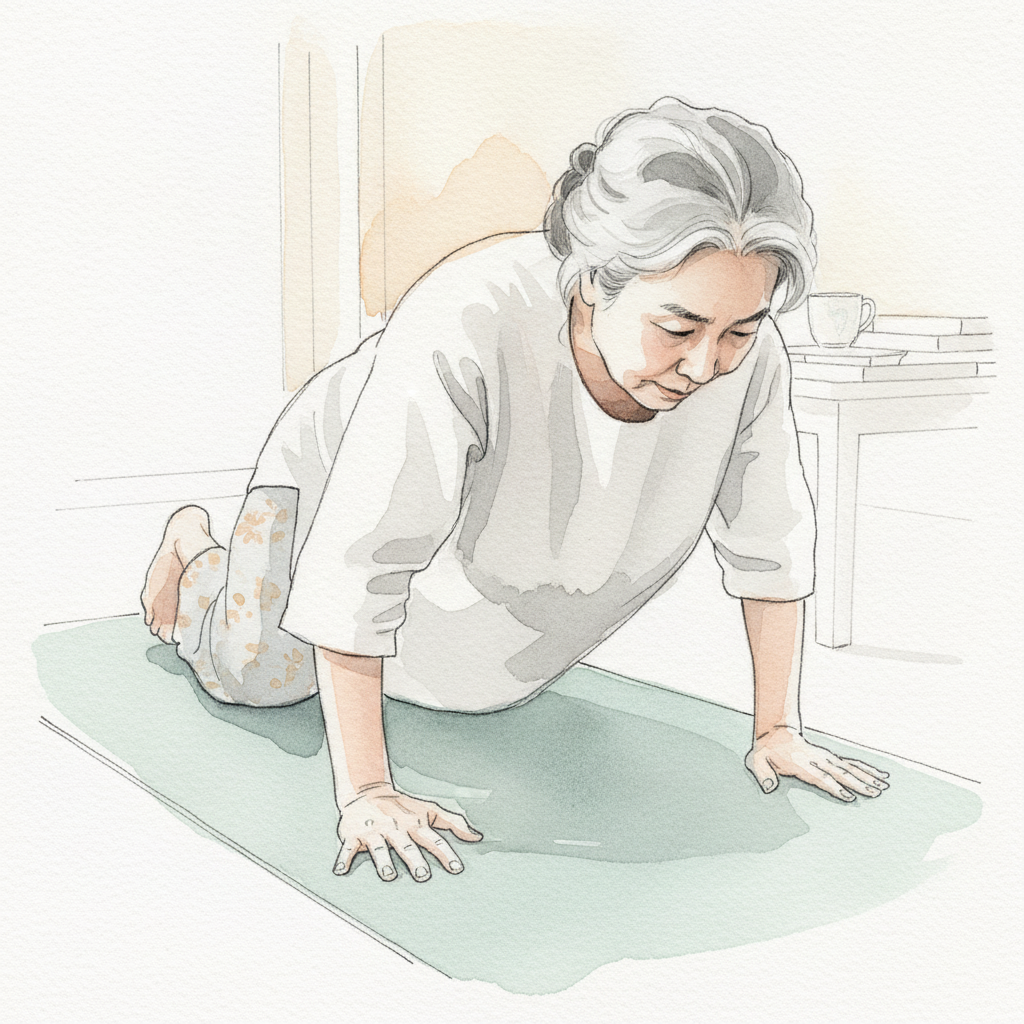 Knee-down push-up, descent example 2