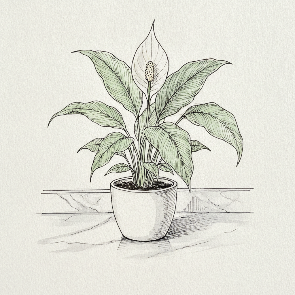 Peace Lily in White Ceramic Pot example 2