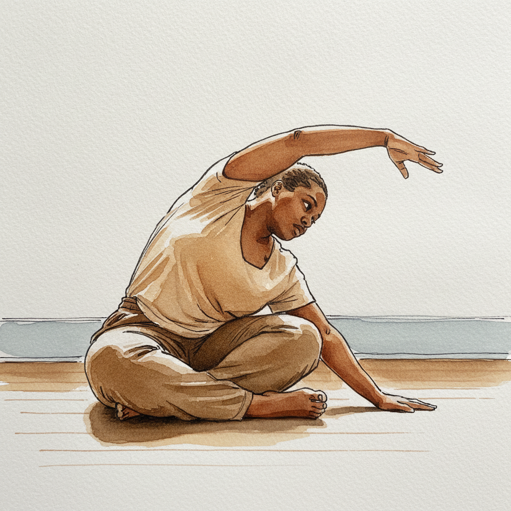 Reach to floor beside hip, mermaid sit at 39 example 2