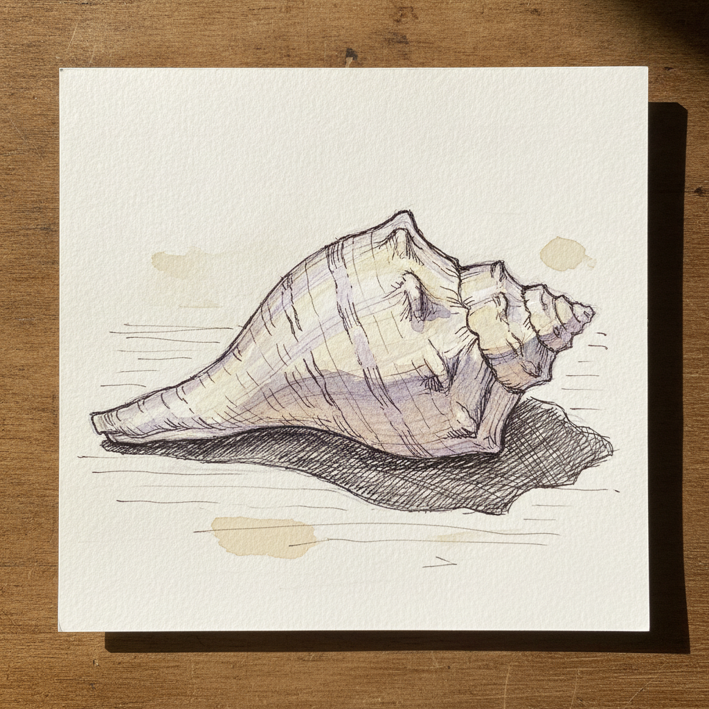 Lightning whelk, sinistral spiral example 2