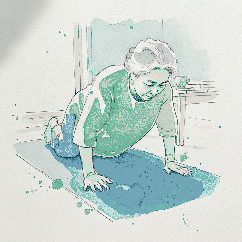 Knee-down push-up, descent example 3