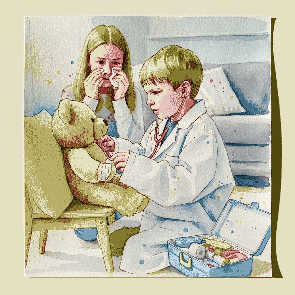Kid pretending to be a doctor example 3