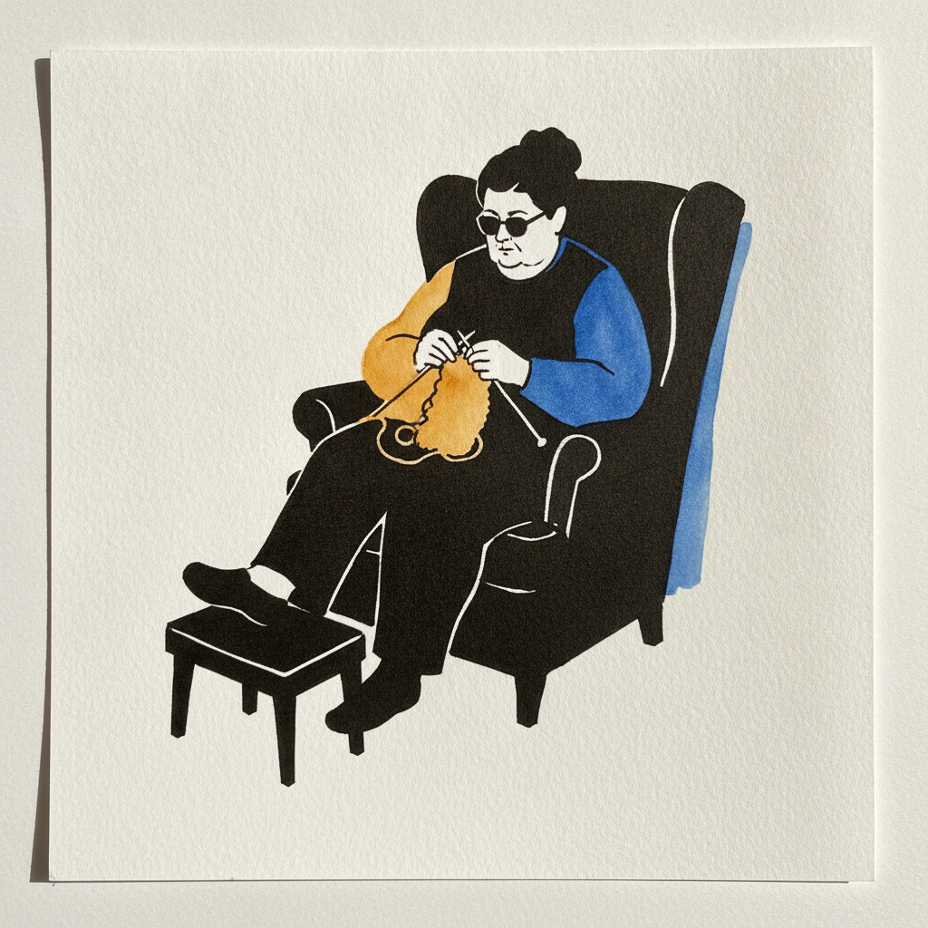 Plus-size grandmother knitting example 3