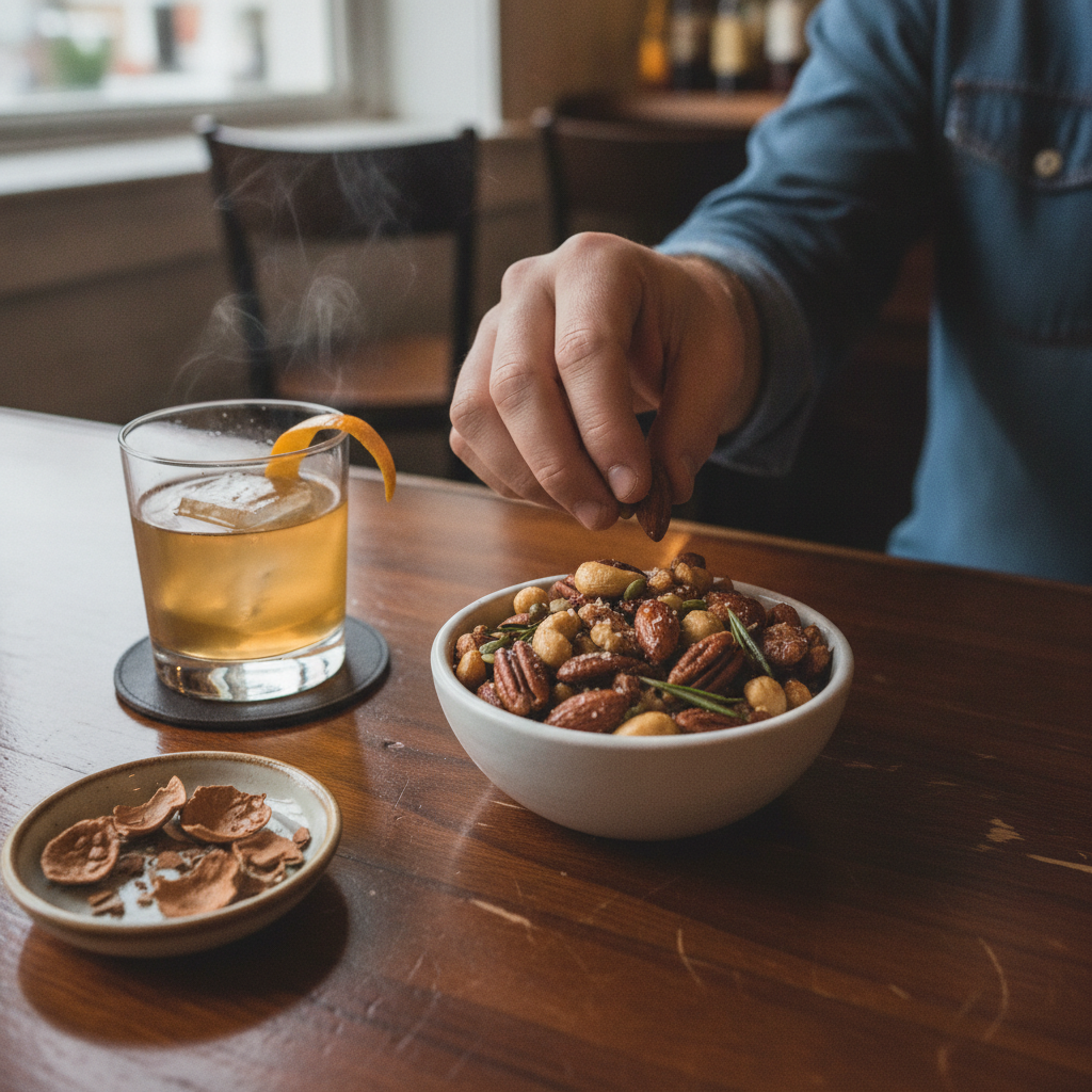 Bowl of bar nuts AI-generated photoreal reference