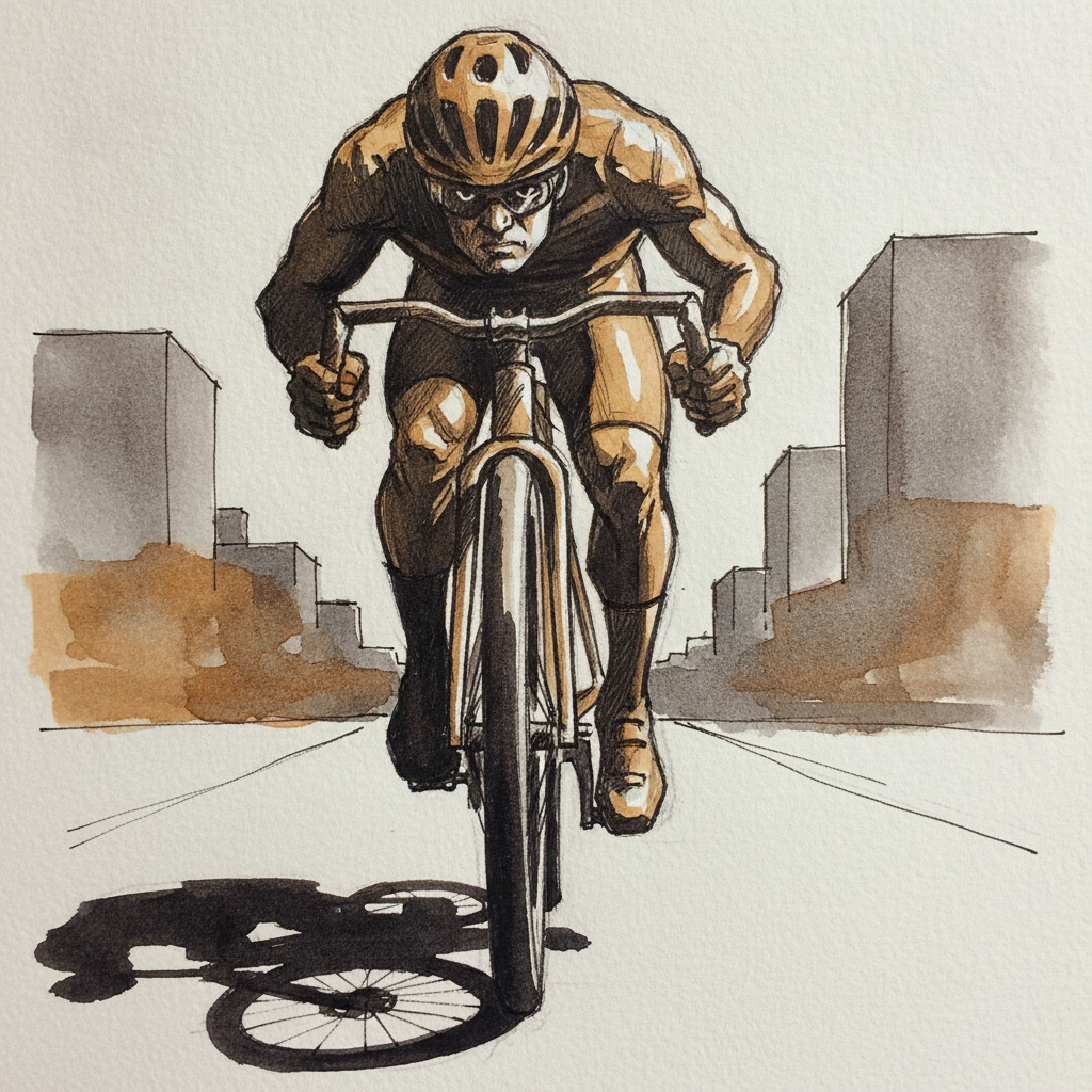 Cyclist Charging the Camera example 1