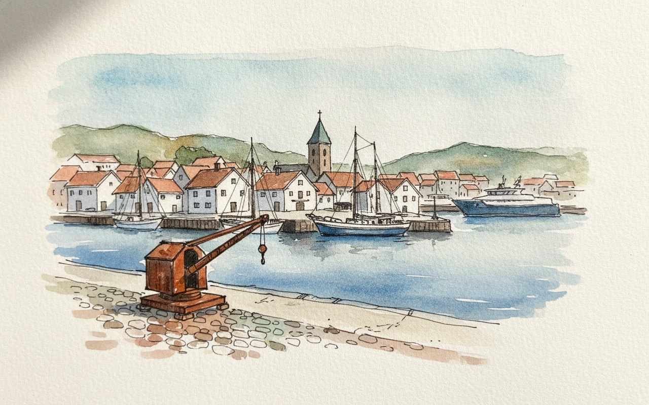 Stavanger old harbor with white wooden houses, Norway example 1