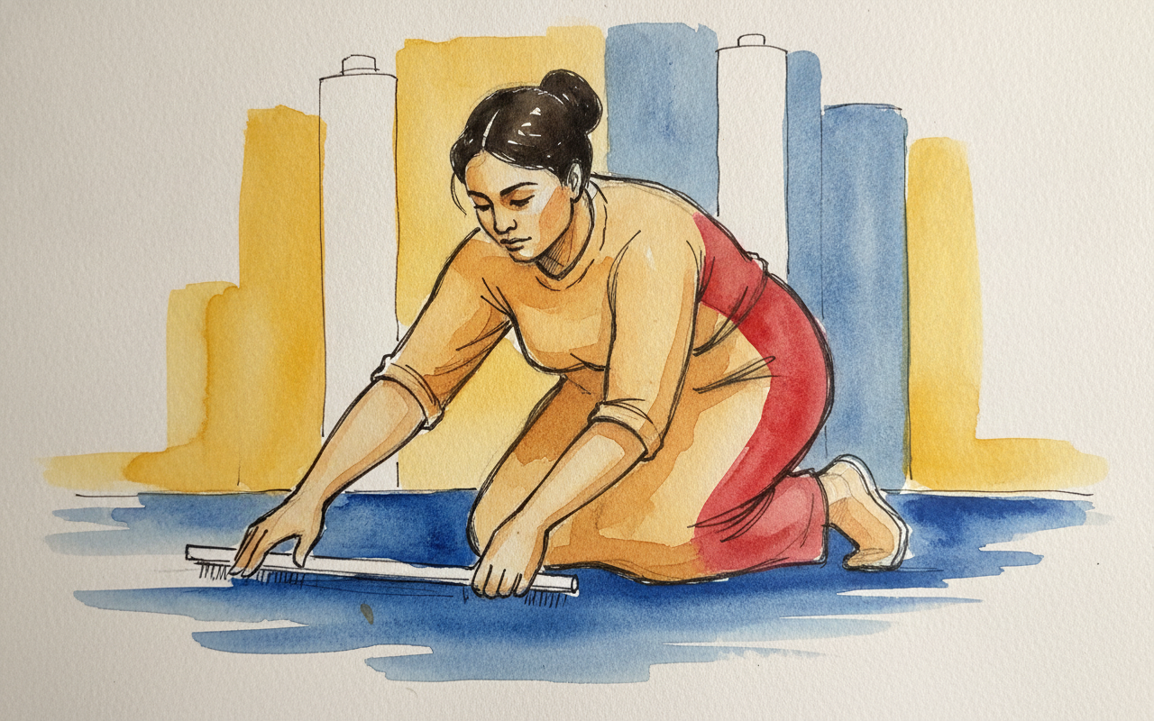 Forward Kneel with Both Hands Sweeping Floor in Front example 2